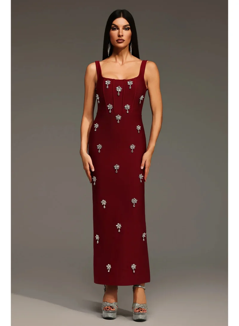 Krystal Sleeveless Diamond Bandage Maxi Dress