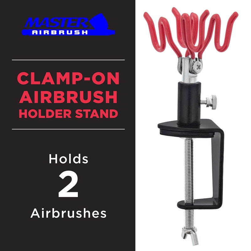 Master Airbrush® Brand Clamp-On Airbrush Holder Stand Holds 2 Airbrushes, Table or Bench Top Mount - Image 2