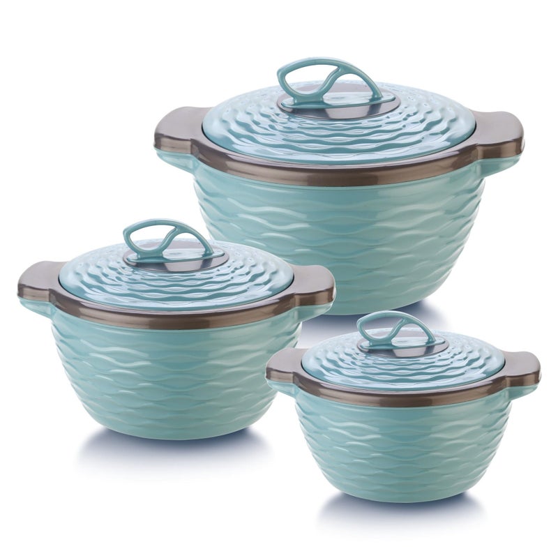 UTC Brook Casserole 3 Pcs Set (700ml, 1300ml, 2000ml), Green | BPA Free | Food Grade | PU Insulated | Hot & Cold - Image 1