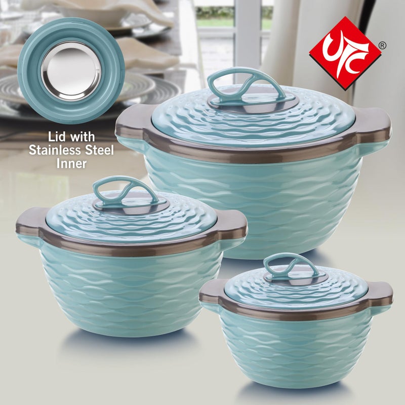 UTC Brook Casserole 3 Pcs Set (700ml, 1300ml, 2000ml), Green | BPA Free | Food Grade | PU Insulated | Hot & Cold - Image 2