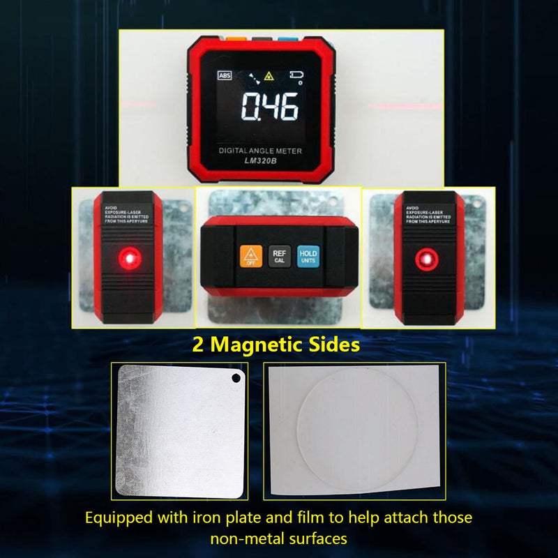 Digital Level Angle Gauge Angle Finder Protractor Inclinometer Level Box Aluminum Framework with Positioning Scanning Magnet Rotatable Backlit Display REF ABS Mode Auto-off for Carpentry Building - Image 4