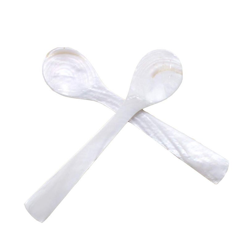 Dohuge 37 inch Mother of Pearl MOP Caviar Spoon W Round Handle 2 pack White