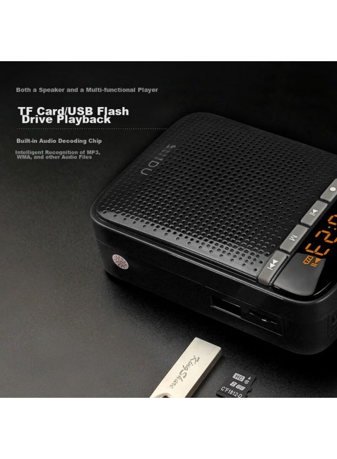 SHIDU M400 Portable Amplifier, Teacher-specific Classroom Amplifier, High-volume Outdoor Loudspeaker, Long-lasting Tour Guide Megaphone With Anti-howling Function, Wired Microphone, Black - Image 3