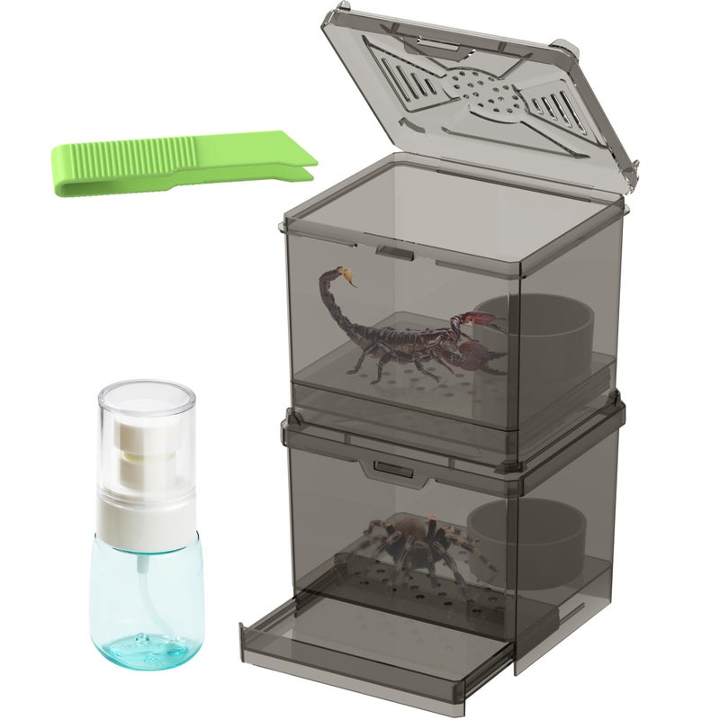 NOMOY Spider Habitat Kit - Ready-to-Use Box for Small Insects,Dubia Roach, Cockroaches, Crickets, Scorpions, Centipedes, Mantises & Snails 3.74''x3.15''x3.35''(No Assembly Needed) - Image 4