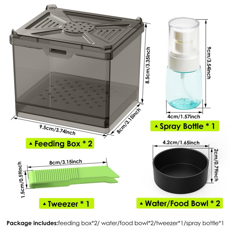 NOMOY Spider Habitat Kit - Ready-to-Use Box for Small Insects,Dubia Roach, Cockroaches, Crickets, Scorpions, Centipedes, Mantises & Snails 3.74''x3.15''x3.35''(No Assembly Needed) - Image 2