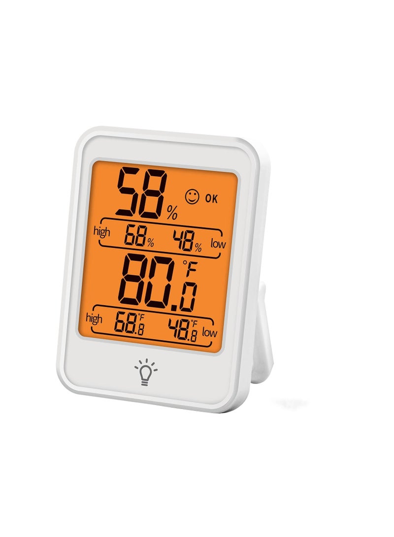 KASTWAVE 1 عبوة، مقياس درجة الحرارة الداخلي للمنزل بأرقام كبيرة، مقياس الرطوبة hygrometer بمؤشر رقمي لدرجة حرارة الداخل، مقياس للمنزل، قابل للتعليق على الجدار، تحديث سريع، أبيض - Image 1