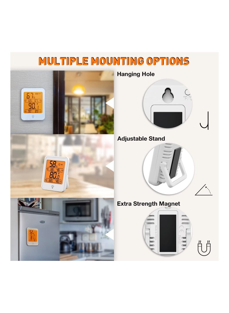 KASTWAVE 1 عبوة، مقياس درجة الحرارة الداخلي للمنزل بأرقام كبيرة، مقياس الرطوبة hygrometer بمؤشر رقمي لدرجة حرارة الداخل، مقياس للمنزل، قابل للتعليق على الجدار، تحديث سريع، أبيض - Image 3
