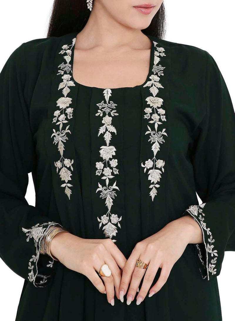 HANA & SARA VIBRANT COLOUR UNIQUE THREAD EMBROIDERY MODEST ARABIC FARASHA  JALABIYA DRESS - Image 3