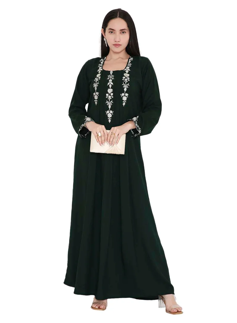 HANA & SARA VIBRANT COLOUR UNIQUE THREAD EMBROIDERY MODEST ARABIC FARASHA KAFTAN JALABIYA DRESS