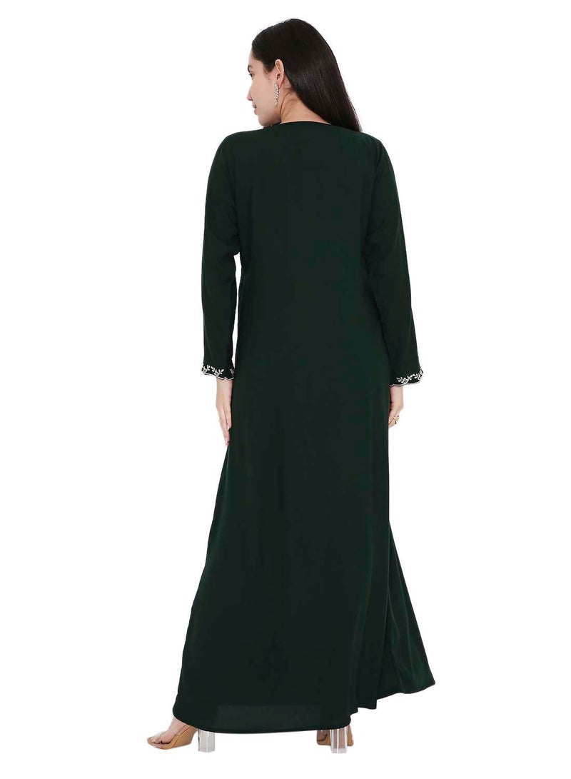 HANA & SARA VIBRANT COLOUR UNIQUE THREAD EMBROIDERY MODEST ARABIC FARASHA  JALABIYA DRESS - Image 2