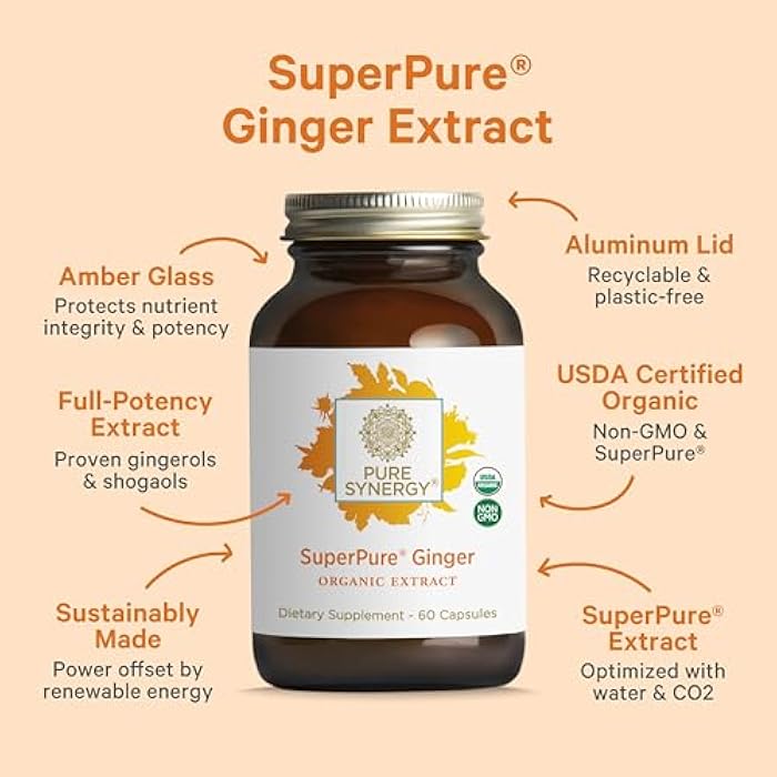 PURE SYNERGY SuperPure Ginger Extract | Organic Ginger Extract Digestive Supplement | for Stomach and Joint Support (60 Capsules) - Image 3