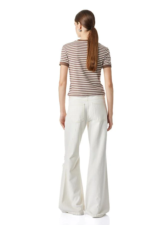 Koton  Striped Ringer T-Shirt for Women | Best Price UAE