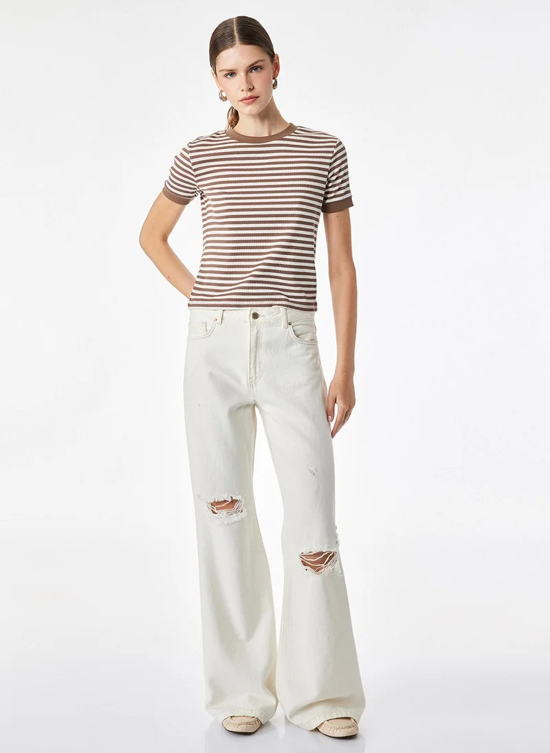كوتون Striped Ringer T-Shirt