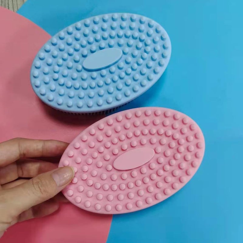 Soft Bristles Baby Bath Brush Set Pink Blue 2PCS Double Sided Shower Scrub - Image 5