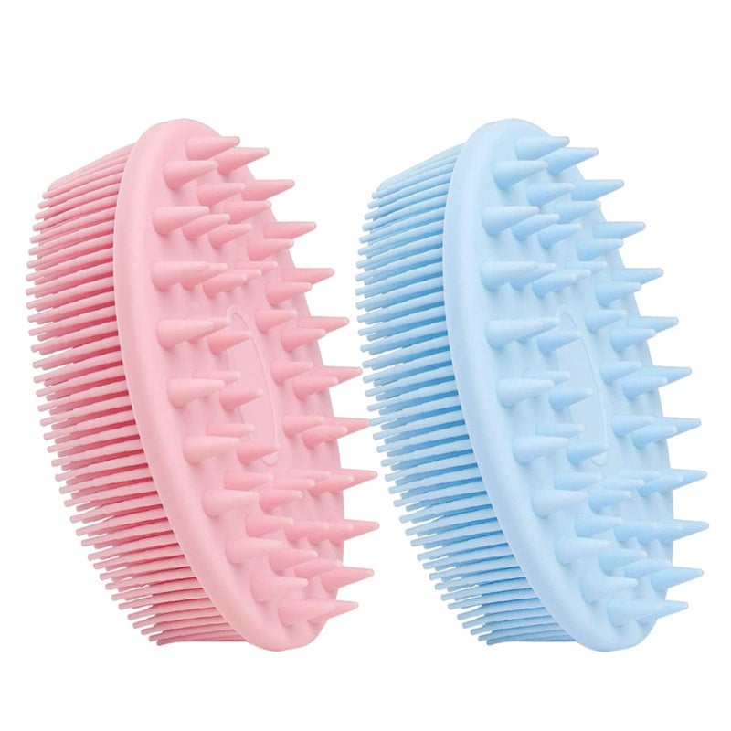Soft Bristles Baby Bath Brush Set Pink Blue 2PCS Double Sided Shower Scrub - Image 2
