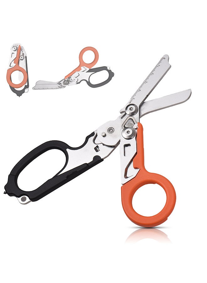 Generic Trauma Shear Multi functional Pliers Tool Outdoor Camping Tools Emergency Shears Ruler Band Cutter Glass Breaker Folding Scissors Non-slip Grip  - Image 1