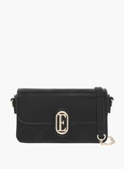 ELLE Women Monogram Embossed Crossbody Bag with Button Closure and Chain Strap