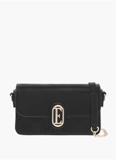 ELLE Women Monogram Embossed Crossbody Bag with Button Closure and Chain Strap  - Image 1