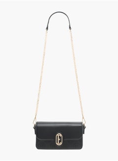 ELLE Women Monogram Embossed Crossbody Bag with Button Closure and Chain Strap  - Image 2