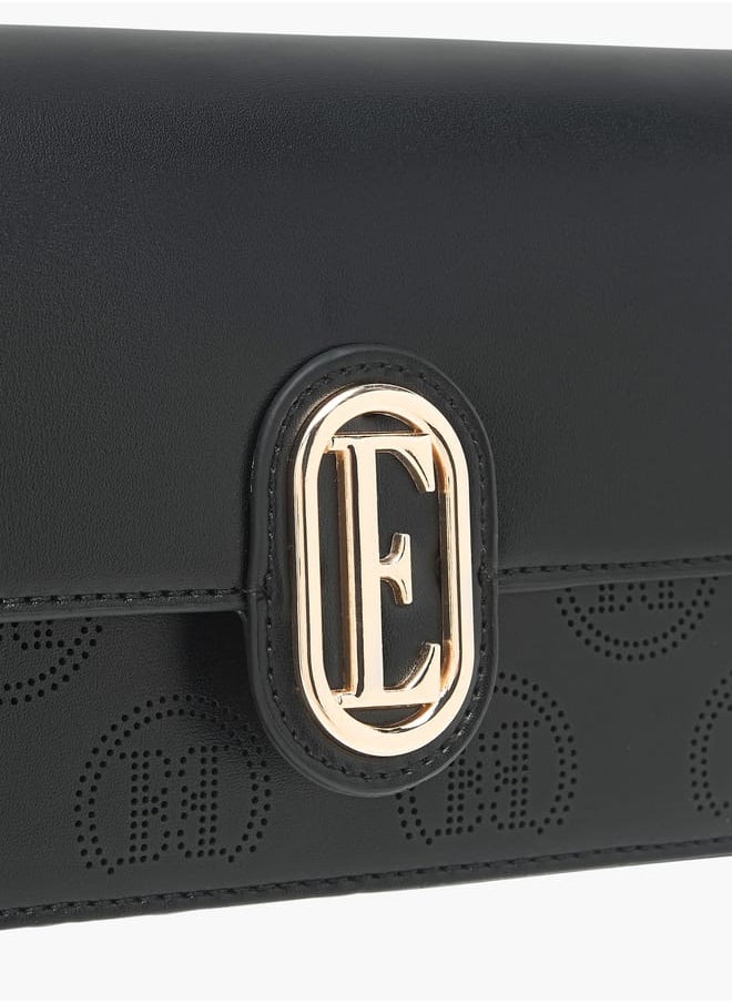 ELLE Women Monogram Embossed Crossbody Bag with Button Closure and Chain Strap  - Image 4