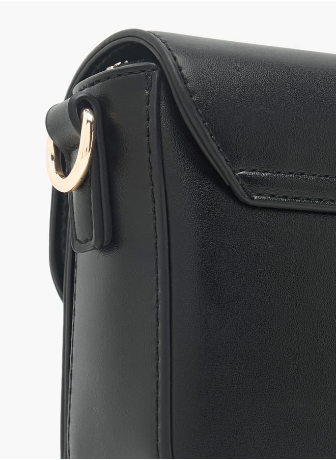 ELLE Women Monogram Embossed Crossbody Bag with Button Closure and Chain Strap  - Image 5