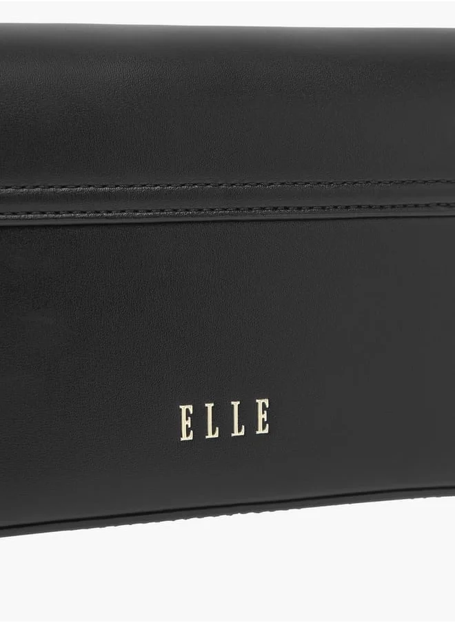 ELLE Women Monogram Embossed Crossbody Bag with Button Closure and Chain Strap