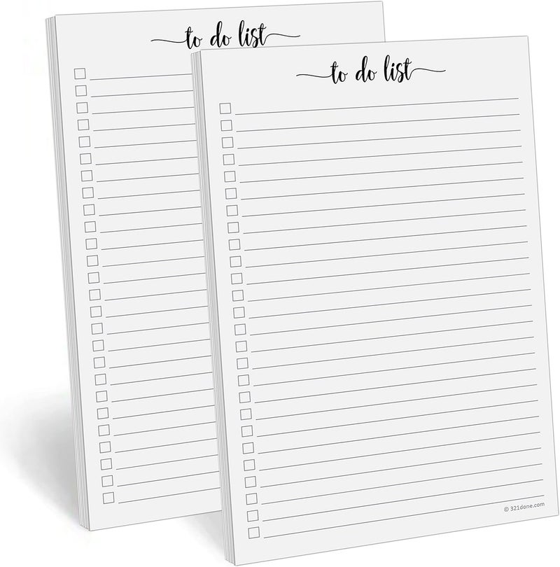 321Done To Do List Notepad - Pack of 2-50 Sheets (5.5" x 8.5") To-Do's Notepad Tear Off, Planning Memo Pad, Planner Checklist Organizing - Made in USA - Simple Script - College-Ruled - Image 1