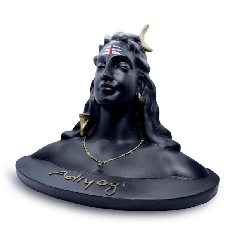 BEXCO Handcrafted Adiyogi Shiva God Idols Statue for car Dashboard Decorative Showpieces Figurines for Living Room 10L x 10W x 10H Centimeters