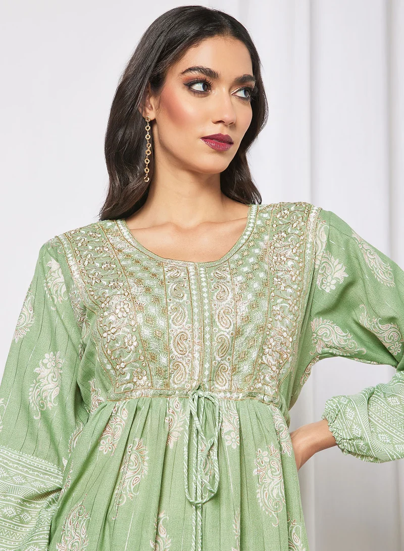 HANA & SARA 2-Piece Jalabiya And Pants Set With Matching Sheila