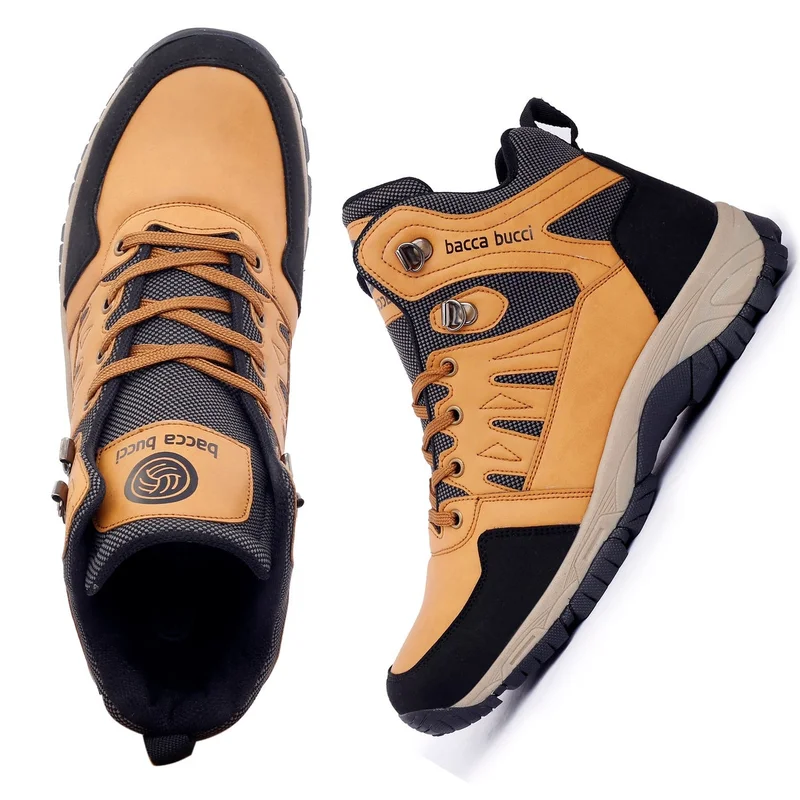 باكا بوتشي أحذية رجالية متوسطة الطول بلون بني بتصميم متدرج من البولي يوريثان للمشي لمسافات طويلة