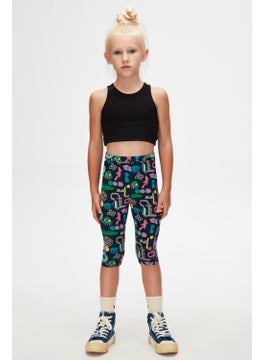 Lovetti Cutouts Animal Girls Patterned Knee-Length Capri  - Image 1