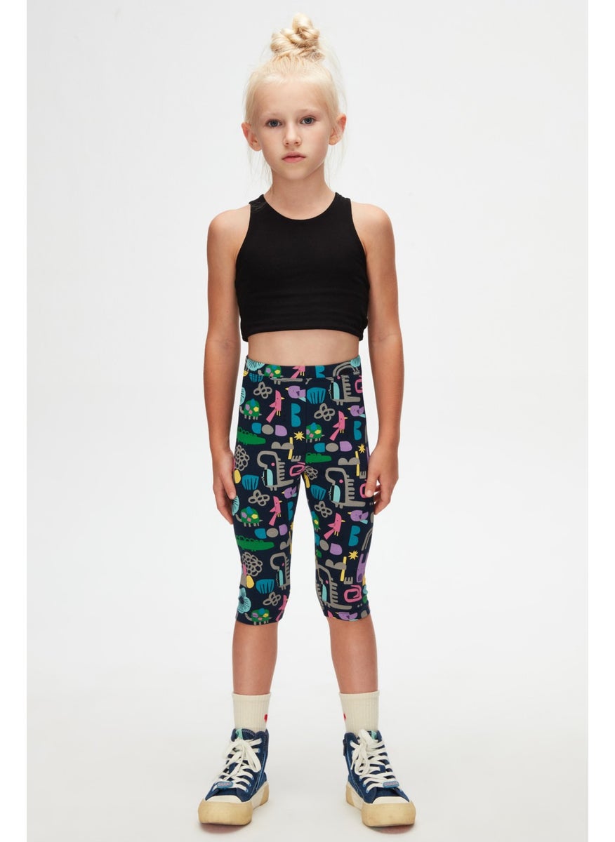 Lovetti Cutouts Animal Girls Patterned Knee-Length Capri  - Image 1