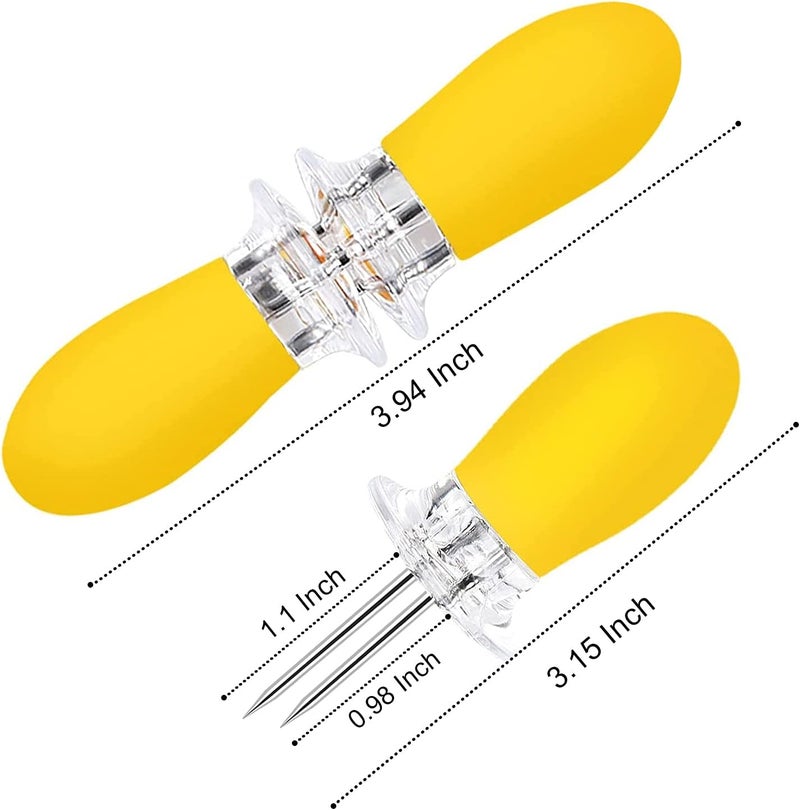Augsun 18 Pcs Stainless Steel Corn Cob Holders with Silicone Handle & Convenient Butter Spreading Tool - Image 2
