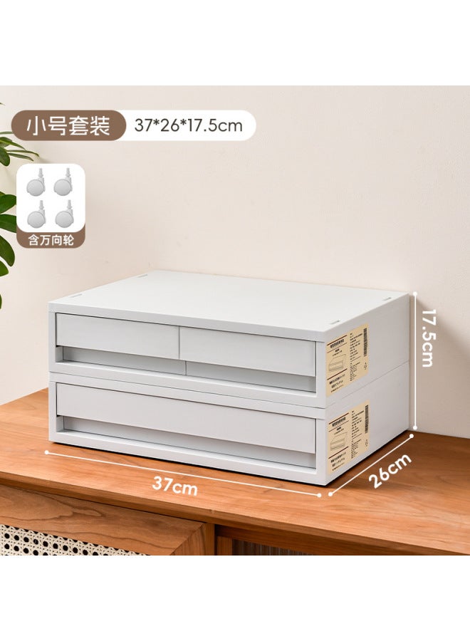 Quner Style Desktop Storage Box Cosmetic File Storage Household Sundries Storage Container Multi-layer Compartment Dustproof Drawer - Image 1