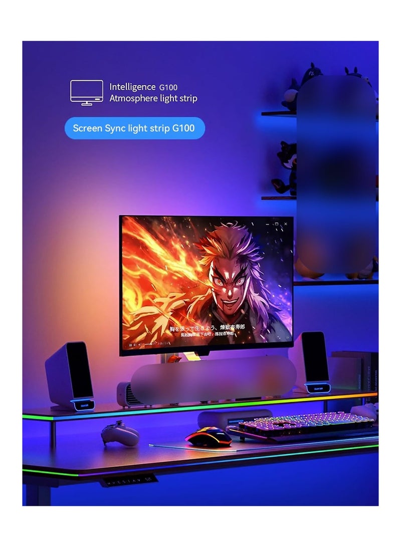 SOLARAE RGBIC LED Backlight and Strip Lights for Monitors, Sync with Screen Colors or Music, USB Interface, Software Control, Ideal for Gaming Desks, Compatible with PC and Mac (24 In) - Image 3