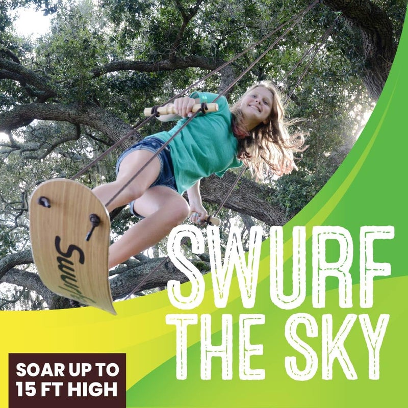 Swurfer Stand Up TreeSkate Outdoor Swing - Tree Swing for Kids with Adjustable Handles, Kids Outdoor Play Equipment, Durable, Weatherproof, Easy Installation, Holds Up to 200 lbs, Ages 6+ (Bamboo) - Image 2