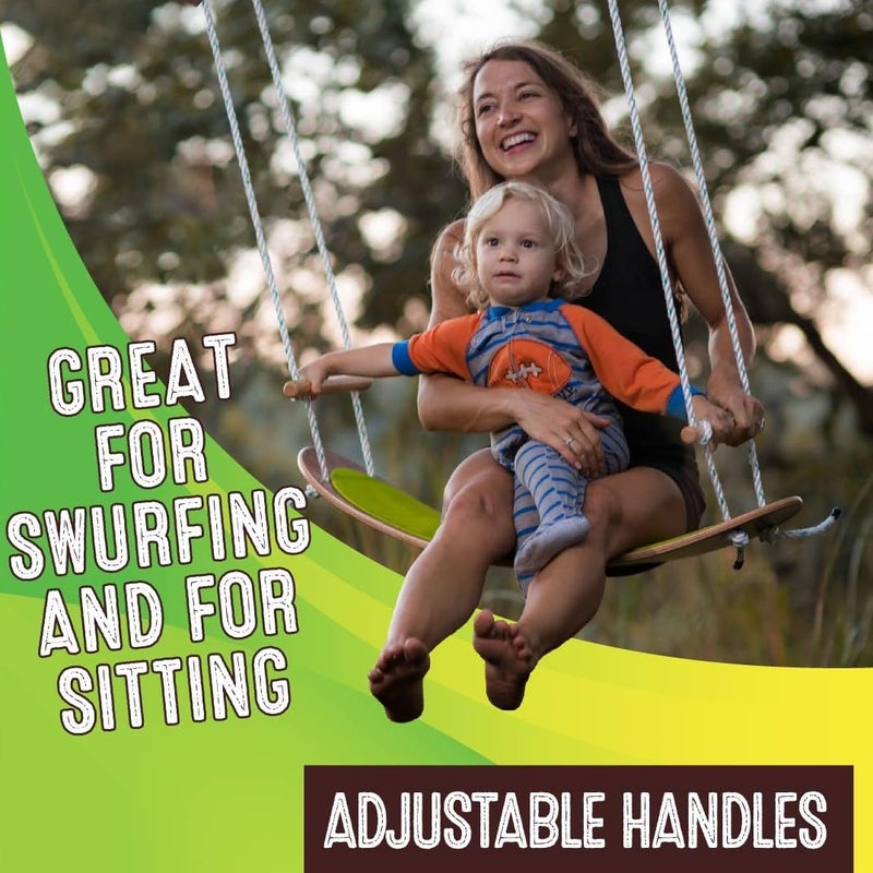 Swurfer Stand Up TreeSkate Outdoor Swing - Tree Swing for Kids with Adjustable Handles, Kids Outdoor Play Equipment, Durable, Weatherproof, Easy Installation, Holds Up to 200 lbs, Ages 6+ (Bamboo) - Image 3