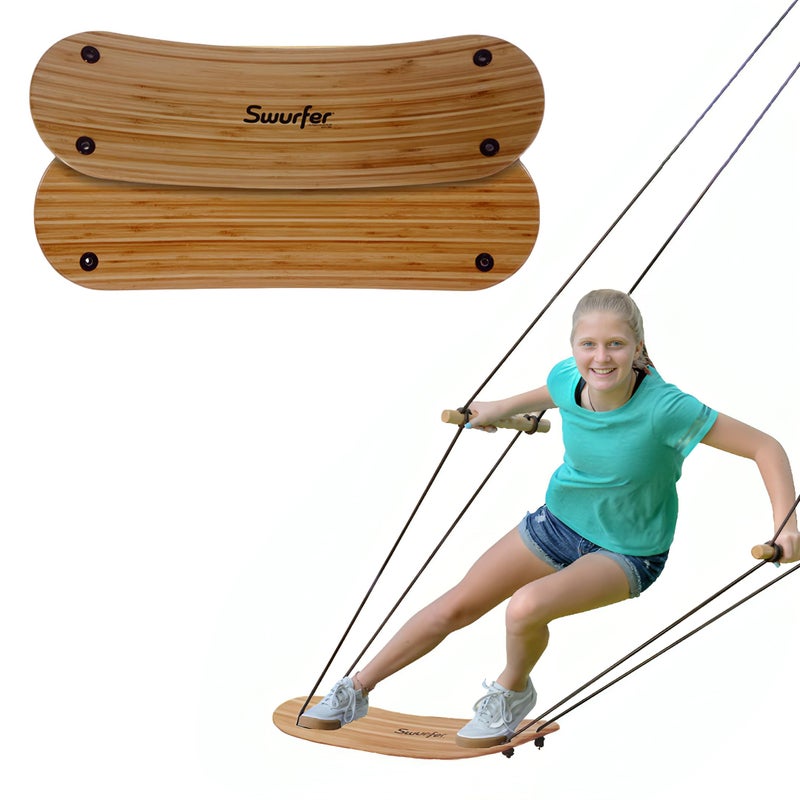 Swurfer Stand Up TreeSkate Outdoor Swing - Tree Swing for Kids with Adjustable Handles, Kids Outdoor Play Equipment, Durable, Weatherproof, Easy Installation, Holds Up to 200 lbs, Ages 6+ (Bamboo) - Image 1