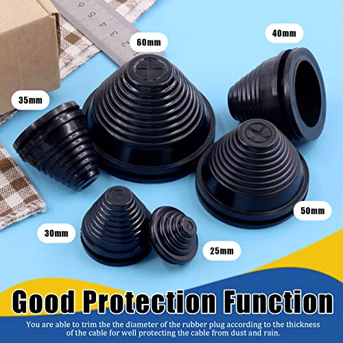 Glarks 26Pcs 6 Sizes Rubber Grommets Assortment Kit, 25mm/30mm/35mm/40mm/50mm/60mm Drill Hole Grommets Wire Protection Firewall Hole Plug for Wire, Plug, Plumbing - Image 5