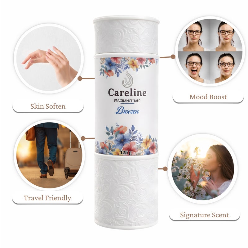 Careline Breezea Fragrance Talc  Powder, Long-Lasting Floral Freshness, 125g - Image 3