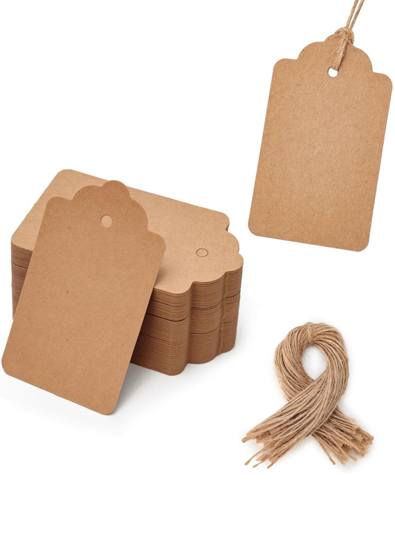 Generic 100pcs Kraft Paper Gift Tags with 100 String, Blank Gift Bags Tags Price Tags,Brown,4.3x7.1cm - Image 1