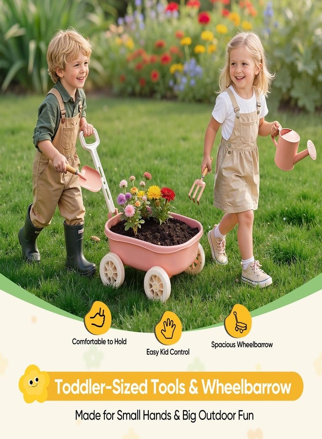 Grenebo Kids Gardening Set with Wheelbarrow, 11-Piece Outdoor Yard, Beach, STEM Garden Play Kit with Child-Sized Tools, Durable, Safe & Fun Gift Toy for Ages 2+ Kids Toddlers Boys Girls (Pink) - Image 4
