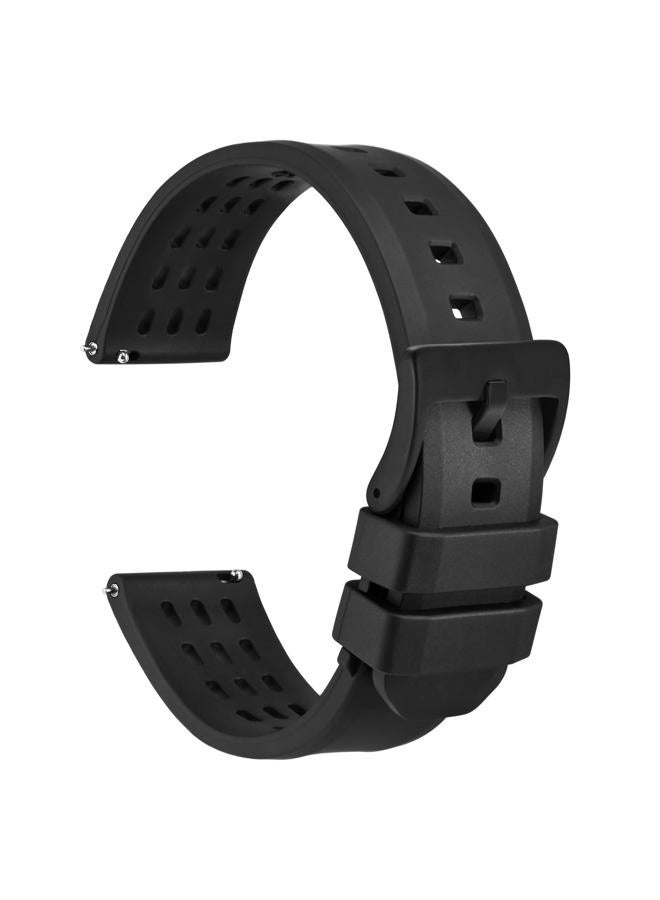 WOCCI 20mm Rally Watch Band, FKM Rubber Strap, Quick Release, Black Matte Buckle (Black) - Image 1