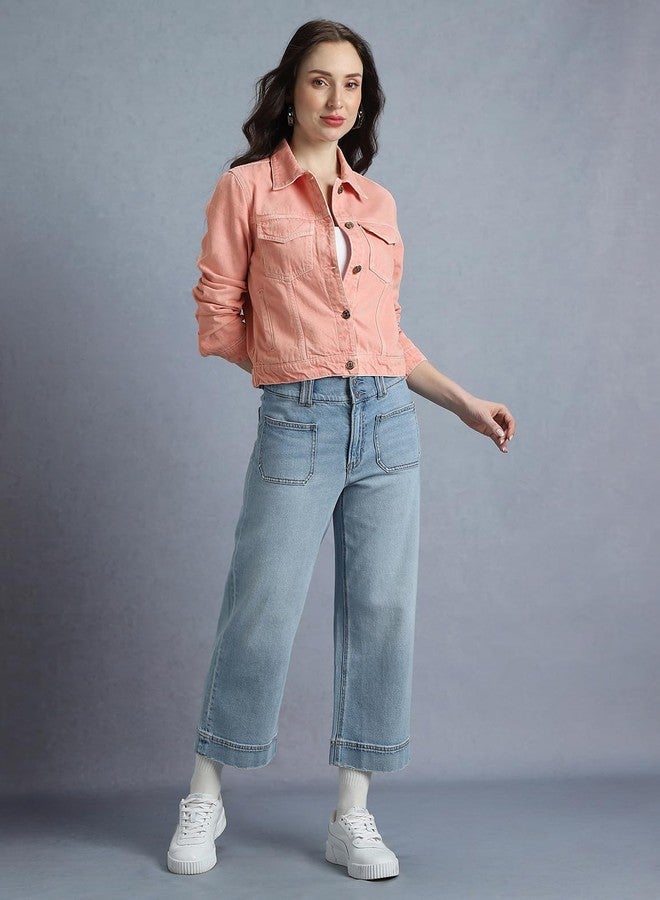 INKD Women's Overdyed Trucker Denim Jacket - Jacket for Women | 100% Cotton | Double Flap Pocket | Regular Fit | Full Sleeve Jacket - Image 3
