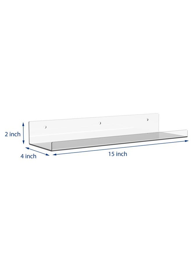 JDEA 2 Pack 15-inch Wall-Mounted Acrylic Shelves Suitable for Wall-Mounted Display Rack Storage Rack Suitable for Children's Bookshelf Room Wall Decoration Bedroom Kitchen Living Room - Image 3