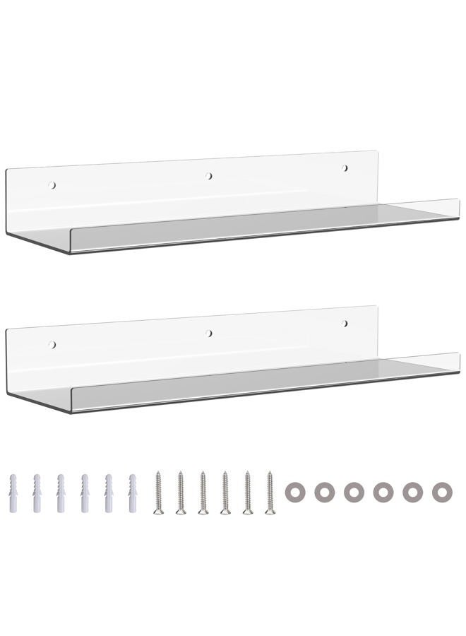 JDEA 2 Pack 15-inch Wall-Mounted Acrylic Shelves Suitable for Wall-Mounted Display Rack Storage Rack Suitable for Children's Bookshelf Room Wall Decoration Bedroom Kitchen Living Room - Image 1