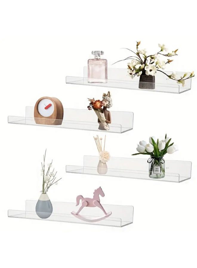 JDEA 2 Pack 15-inch Wall-Mounted Acrylic Shelves Suitable for Wall-Mounted Display Rack Storage Rack Suitable for Children's Bookshelf Room Wall Decoration Bedroom Kitchen Living Room - Image 2