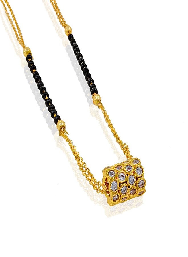 Gift Nest Gold plated Ad Mangalsutra tanmaniya Black Beaded Golden chain For Women and Brass Mangalsutra - Image 1