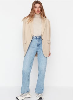 trendyol Blue High Waist Long Straight Jeans TWOAW23JE00111  - Image 2