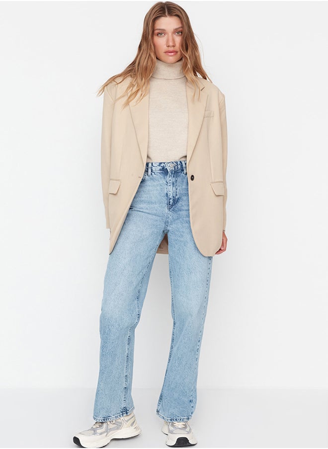 trendyol Blue High Waist Long Straight Jeans TWOAW23JE00111  - Image 2